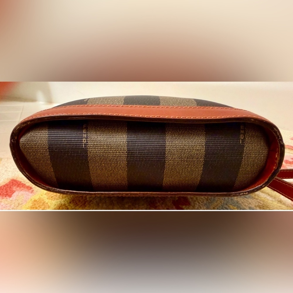 SOLD Vintage FENDI Pequin Coated Canvas Adjustable Strap Crossbody Striped Bag - Picture 5 of 16
